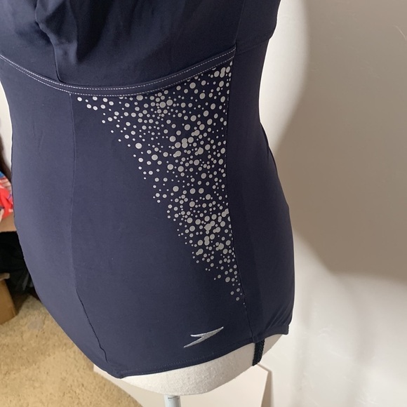 Speedo Sculpture Navy Silver swimsuit UK Sizing 30 - Picture 2 of 7